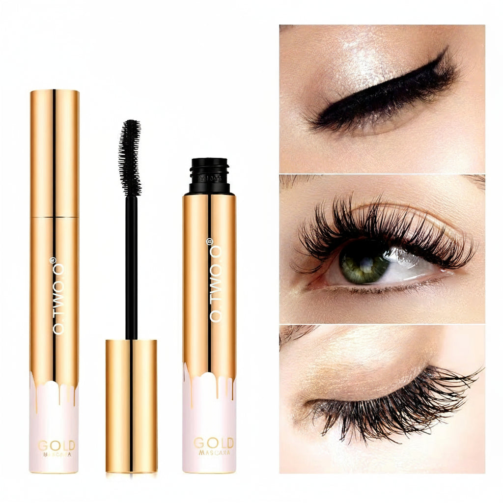 3D Mascara Lengthening Black Lash Eyelash Extension Eye Lashes Brush Beauty Makeup Long-Wearing Gold Color Mascara