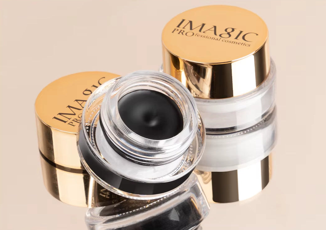 Eyeliner Waterproof Eyeliner Gel Makeup Cosmetic Gel Eye Liner with Brush 24 Hours Long-Lasting Black/White/Blue