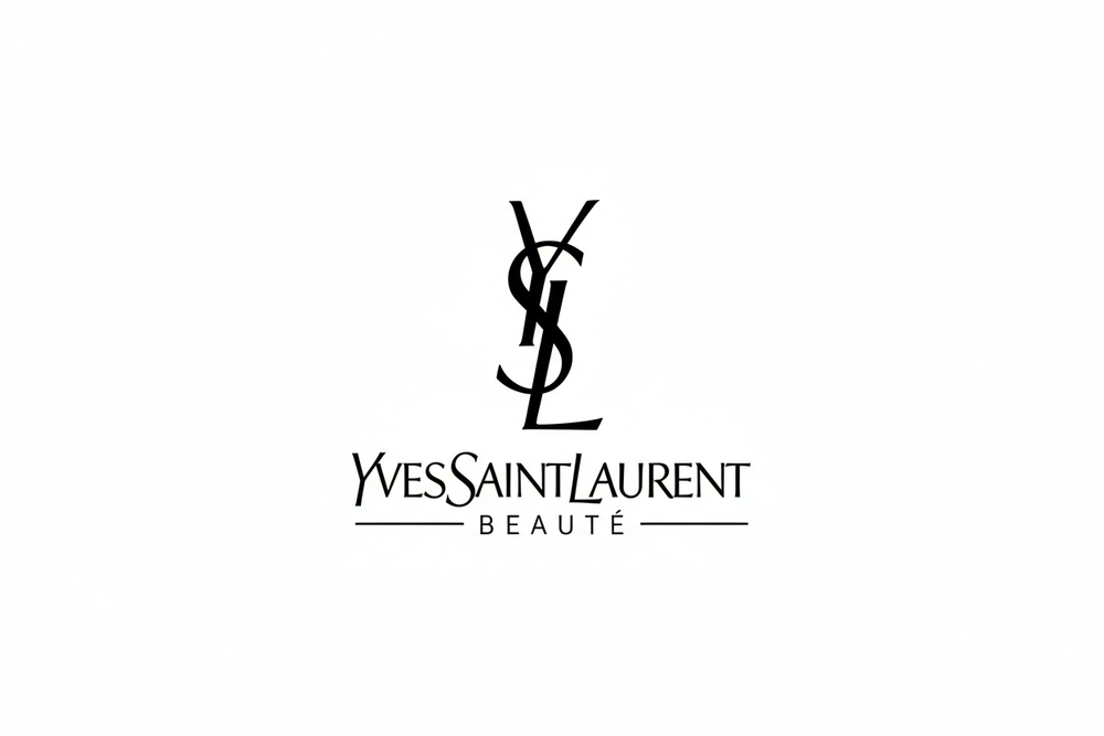 logo noir sur fond blanc Yves Saint Laurent Beauté